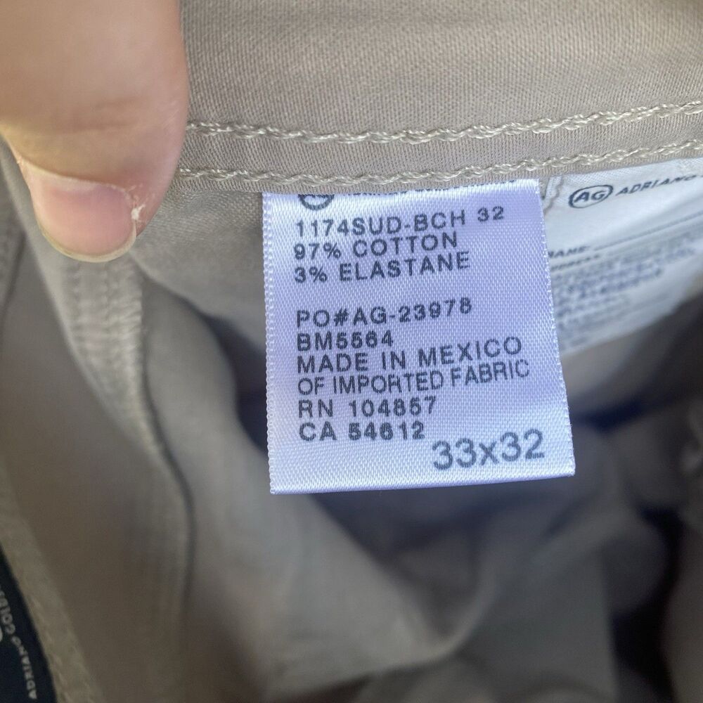 AG Adriano Goldschmied The Graduate Khaki Pants Men’s Size 33 X 32  READ - Picture 4 of 7